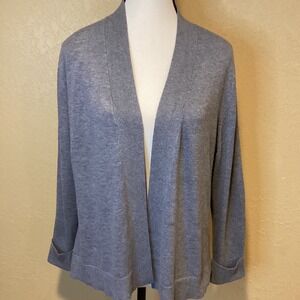 Faded Glory Soft Gray Open Front Cardigan, Women's Size Large,‎ buttons on cuffs
